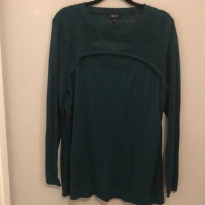 Torrid Green Mix Stitch Peek Neck Pullover